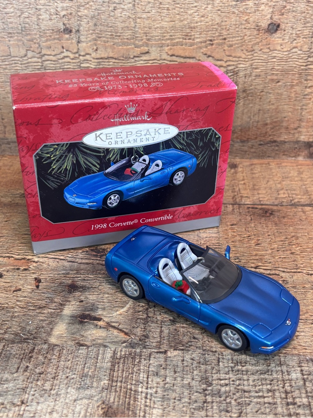 1998 Hallmark Keepsake Christmas Ornament Chevrolet Corvette Convertible Blue